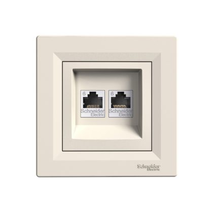 SCHNEIDER EPH4800123 ASFORA 2xRJ45 Cat6 UTP aljzat, bézs