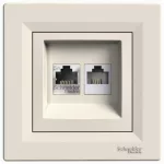  SCHNEIDER EPH4900123 ASFORA RJ45 Cat5e UTP + RJ12 aljzat, bézs