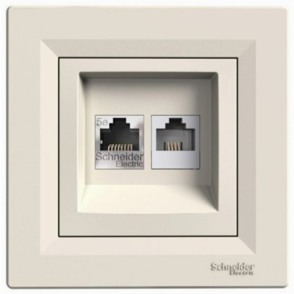   SCHNEIDER EPH4900123 ASFORA RJ45 Cat5e UTP + RJ12 aljzat, bézs