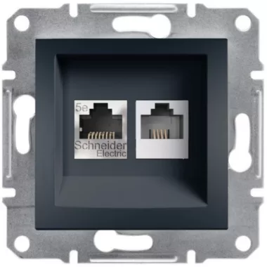 SCHNEIDER EPH4900171 ASFORA RJ45 Cat5e UTP + RJ12 aljzat, antracit