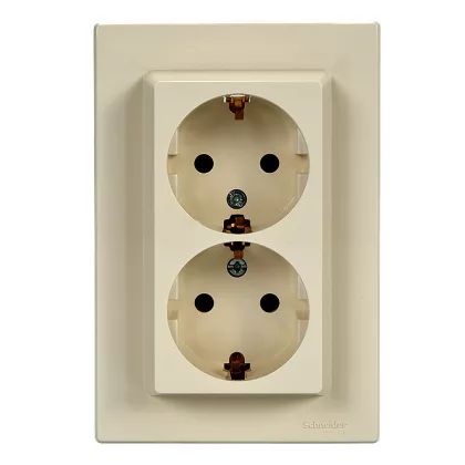   SCHNEIDER EPH9900123 ASFORA 2x2P+F dugalj csatlakozóaljzat, csavaros, kerettel, bézs