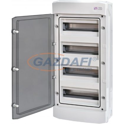   ETI 001100304 ECH-48PT, kültéri műanyag szekrény, 48 modul, IP65, szürke, átlátszó ajtó