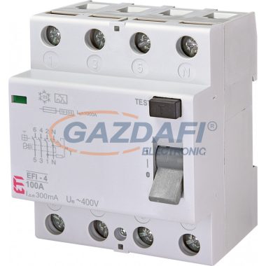 ETI 002062154 EFI-4A 100A 300mA áram-védőkapcsoló, 4p, váltóáramú és pulzáló hibaáramot érzékelő, azonali kioldású (Fi-relé)