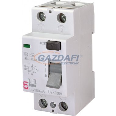 ETI 002062533 EFI-2AC 100A 100mA áram-védőkapcsoló, 2p, csak váltóáramú hibaáramot érzékelő, azonali kioldású (Fi-relé)
