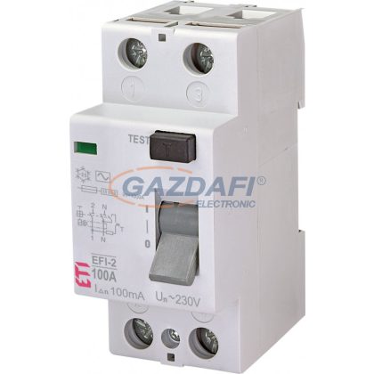   ETI 002062533 EFI-2AC 100A 100mA áram-védőkapcsoló, 2p, csak váltóáramú hibaáramot érzékelő, azonali kioldású (Fi-relé)