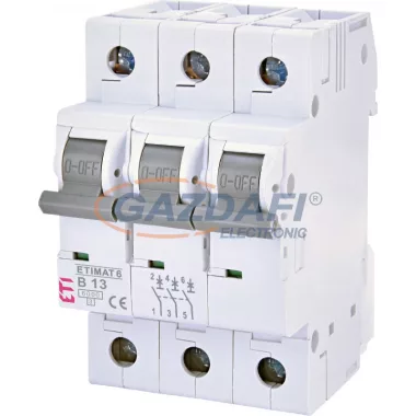 ETI 002115515 ETIMAT6 B13A 3p 6 kA kismegszakító, 3 modul ETI 002115515 ETIMAT6 B13A 3p 6 kA kismegszakító, 3 modul