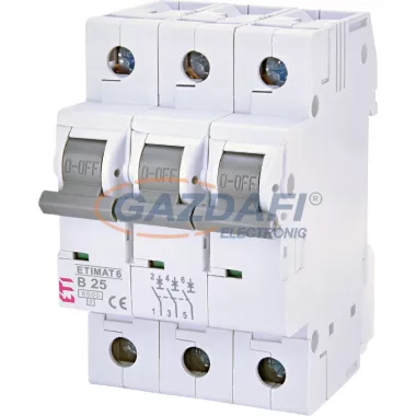 ETI 002115518 ETIMAT6 B25A 3p 6 kA kismegszakító, 3 modul ETI 002115518 ETIMAT6 B25A 3p 6 kA kismegszakító, 3 modul
