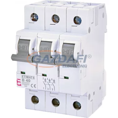 ETI 002115520 ETIMAT6 B40A 3p 6 kA kismegszakító, 3 modul ETI 002115520 ETIMAT6 B40A 3p 6 kA kismegszakító, 3 modul