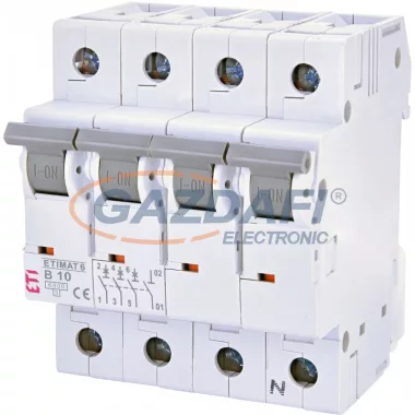 ETI 002116514 ETIMAT6 B10A 3p+N 6 kA kismegszakító, 4 modul ETI 002116514 ETIMAT6 B10A 3p+N 6 kA kismegszakító, 4 modul