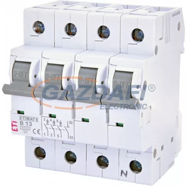 ETI 002116515 ETIMAT6 B13A 3p+N 6 kA kismegszakító, 4 modul ETI 002116515 ETIMAT6 B13A 3p+N 6 kA kismegszakító, 4 modul