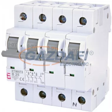 ETI 002116518 ETIMAT6 B25A 3p+N 6 kA kismegszakító, 4 modul ETI 002116518 ETIMAT6 B25A 3p+N 6 kA kismegszakító, 4 modul