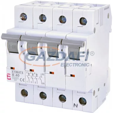 ETI 002116520 ETIMAT6 B40A 3p+N 6 kA kismegszakító, 4 modul ETI 002116520 ETIMAT6 B40A 3p+N 6 kA kismegszakító, 4 modul