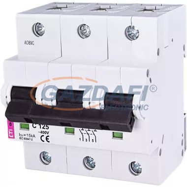 ETI 002135733 ETIMAT10 C125A 3p 10kA kismegszakító, 4,5 modul ETI 002135733 ETIMAT10 C125A 3p 10kA kismegszakító, 4,5 modul