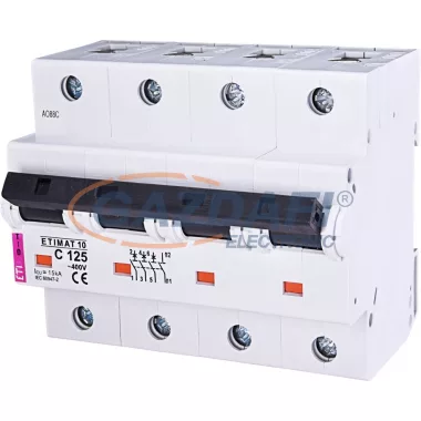 ETI 002136733 ETIMAT10 C125A 3p+N 10kA kismegszakító, 6 modul ETI 002136733 ETIMAT10 C125A 3p+N 10kA kismegszakító, 6 modul