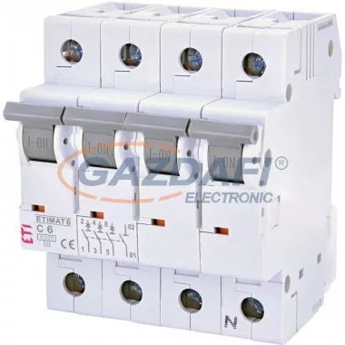 ETI 002146512 ETIMAT6 C6A 3p+N 6kA kismegszakító, 4 modul ETI 002146512 ETIMAT6 C6A 3p+N 6kA kismegszakító, 4 modul