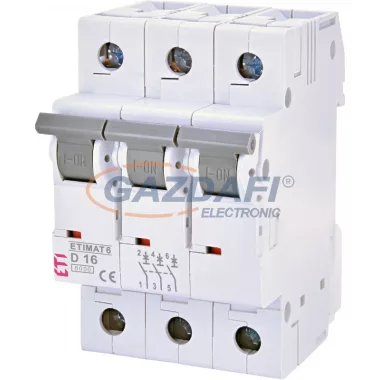 ETI 002164516 ETIMAT6 D16A 3p 6kA kismegszakító, 3 modul ETI 002164516 ETIMAT6 D16A 3p 6kA kismegszakító, 3 modul