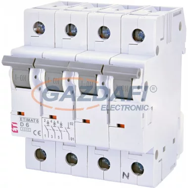 ETI 002165512 ETIMAT6 D6A 3p+N 6kA kismegszakító, 4 modul ETI 002165512 ETIMAT6 D6A 3p+N 6kA kismegszakító, 4 modul