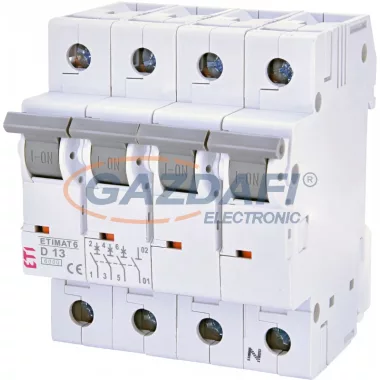 ETI 002165515 ETIMAT6 D13A 3p+N 6kA kismegszakító, 4 modul ETI 002165515 ETIMAT6 D13A 3p+N 6kA kismegszakító, 4 modul