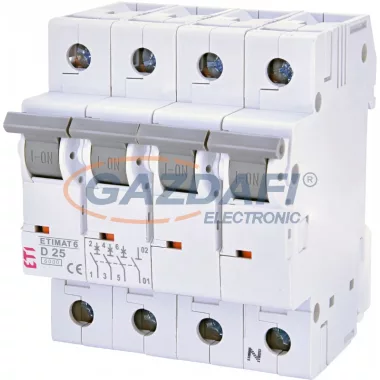 ETI 002165518 ETIMAT6 D25A 3p+N 6kA kismegszakító, 4 modul ETI 002165518 ETIMAT6 D25A 3p+N 6kA kismegszakító, 4 modul