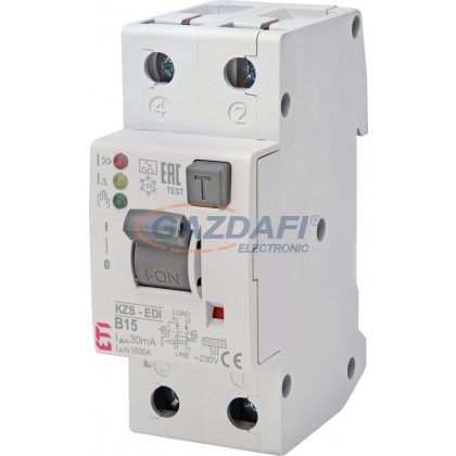   ETI 002172404 KZS-2M 2p EDI A B15A 30mA áram-védőkapcsolós kismegszakító LED-es állapotjelzővel
