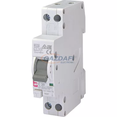 ETI 002175225 KZS-1M 1p+N A C20A 30mA áram-védőkapcsolós kismegszakító