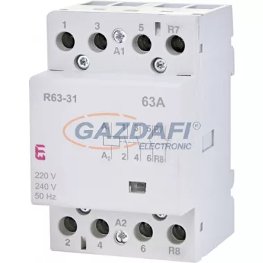 ETI 002463460 R63-31 230V AC moduláris mágneskapcsoló, 63A, 3 modul, 3xZ+1xNy (3xNO+1xNC) érintkező