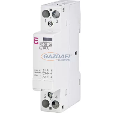 ETI 002464004 RD 20-20-230V AC/DC moduláris mágneskapcsoló, 20A, 1 modul, 2xZ (2xNO) érintkező