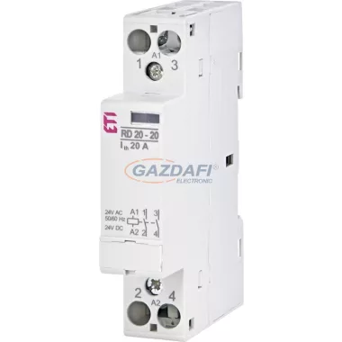 ETI 002464005 RD 20-20-24V AC/DC moduláris mágneskapcsoló, 20A, 1 modul, 2xZ (2xNO) érintkező