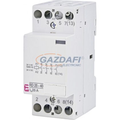   ETI 002464011 RD 25-40-24V AC/DC moduláris mágneskapcsoló, 25A, 2 modul, 4xZ (4xNO) érintkező
