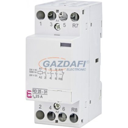   ETI 002464012 RD 25-31-230V AC/DC moduláris mágneskapcsoló, 25A, 2 modul, 3xZ+1Ny (3xNO+1xNC) érintkező