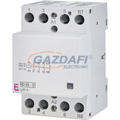   ETI 002464028 RD 63-31-230V AC/DC moduláris mágneskapcsoló, 63A, 3 modul, 3xZ+1xNy (3xNO+1xNC) érintkező