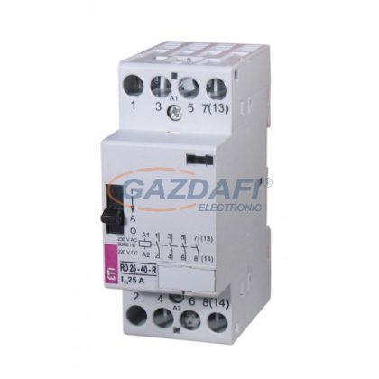   ETI 002464054 RD 25-40-R-230V AC/DC moduláris mágneskapcsoló, 25A, 2 modul, 4xZ (4xNO) érintkező