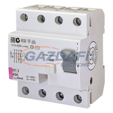 ETI 2062144 EFI-4AC 63/0,03A Áram-védőkapcsoló, 4P, 63A, 30mA (Fi-relé)