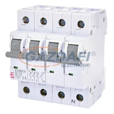 ETI 2116515 Kismegszakító, 3P+N, B13A, 6kA ETI 2116515 Kismegszakító, 3P+N, B13A, 6kA