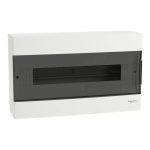 Schneider EZ9EUC118 műanyag kiselosztó 18 modul, 1 sor, PE+N sínnel, füstszínű ajtóval, IP40 (Easy9 EU)