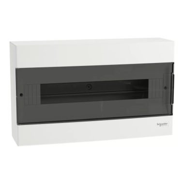 Schneider EZ9EUC118 műanyag kiselosztó 18 modul, 1 sor, PE+N sínnel, füstszínű ajtóval, IP40 (Easy9 EU)