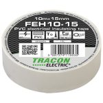 TRACON FEH10-15 Szigetelőszalag, fehér 10m×15mm, PVC, 0-90°C, 40kV/mm