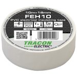TRACON FEH10 Szigetelőszalag, fehér 10m×18mm, PVC, 0-90°C, 40kV/mm