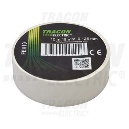   TRACON FEH10 Szigetelőszalag, fehér 10m×18mm, PVC, 0-90°C, 40kV/mm, 10 db/csomag