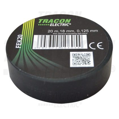   TRACON FEK20 Szigetelőszalag, fekete 20m×18mm, PVC, 0-90°C, 40kV/mm, 10 db/csomag