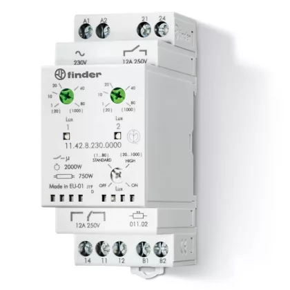 FINDER 11.42.8.230.0000 Alkonykapcsoló, 1v + 1z. érintkező, 12A