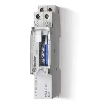 FINDER 121182301000 Mechanikus kapcsolóóra, sorbaépíthető, napi program, 1 záróérintkező 16 A, tápfeszültség: 230 V AC