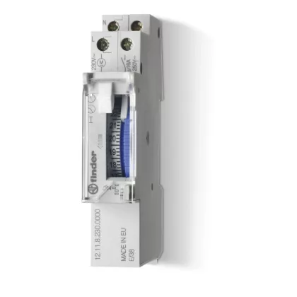   FINDER 121182301000 Mechanikus kapcsolóóra, sorbaépíthető, napi program, 1 záróérintkező 16 A, tápfeszültség: 230 V AC