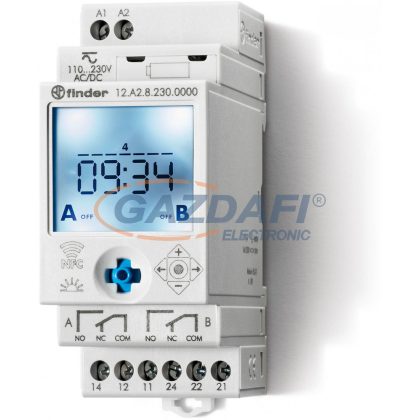   FINDER 12.A2.8.230.0000 Asztronómiai kapcsolóóra 2 váltóérintkező.