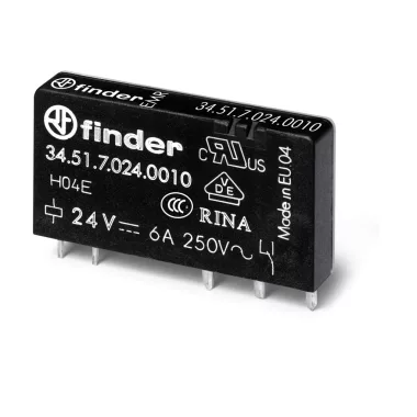 FINDER  Ultravékony printrelé,1váltóérintkező,6A