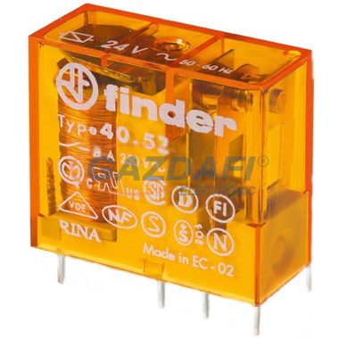 FINDER 40.52.8.024.5001 Miniatűr printrelé, 2 váltóérintkező, 8A