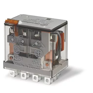 FINDER 563480600040 Miniatűr teljesítményrelé, dugaszolható, mech. állapotjelzés + tesztgomb, 4 váltóérintkező 12 A, tekercs: 60 V AC