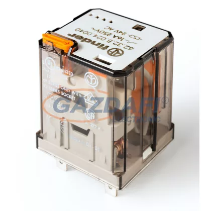   FINDER 62.32.8.024.0040 Teljesítményrelé, 2 váltóérintkező, 16A