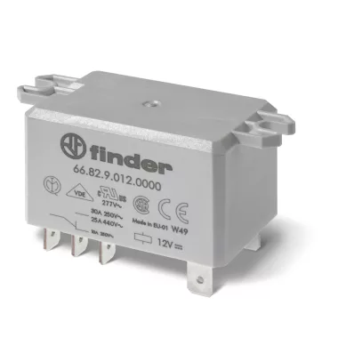 FINDER 668280240000 Teljesítményrelé, Faston 250, 2 váltóérintkező 30 A, tekercs: 24 V AC