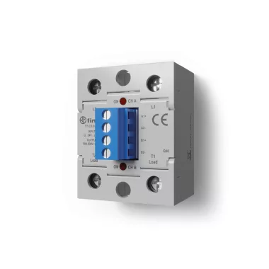 FINDER 77C290248671 Elektronikus (SSR) relé, 2 független csatornával, 50 A / (24…660)V AC, max. bekapcsolási áram: 500 A - 10 ms, bemenet: 24 V DC
